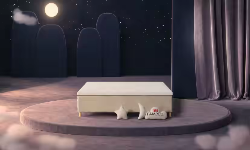 Cama familiar FAMBED em bege, 210 × 200 cm, sem cabeceira