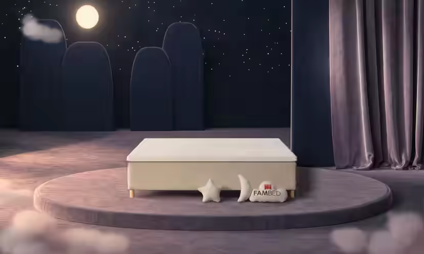Cama familiar FAMBED em bege, 220 × 200 cm, sem cabeceira
