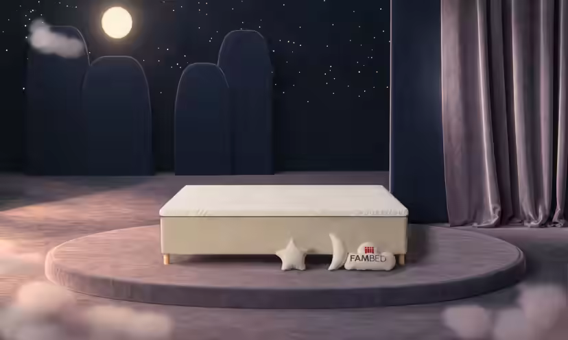 Cama familiar FAMBED em bege, 240 × 200 cm, sem cabeceira