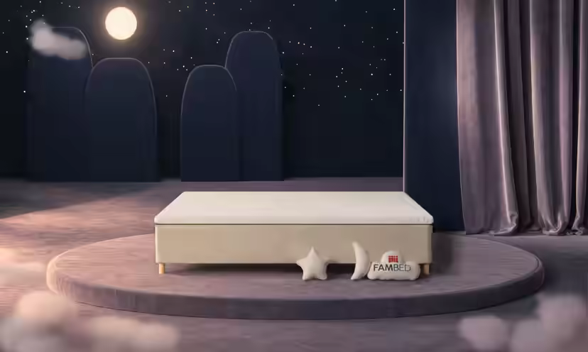 Cama familiar FAMBED em bege, 260 × 200 cm, sem cabeceira