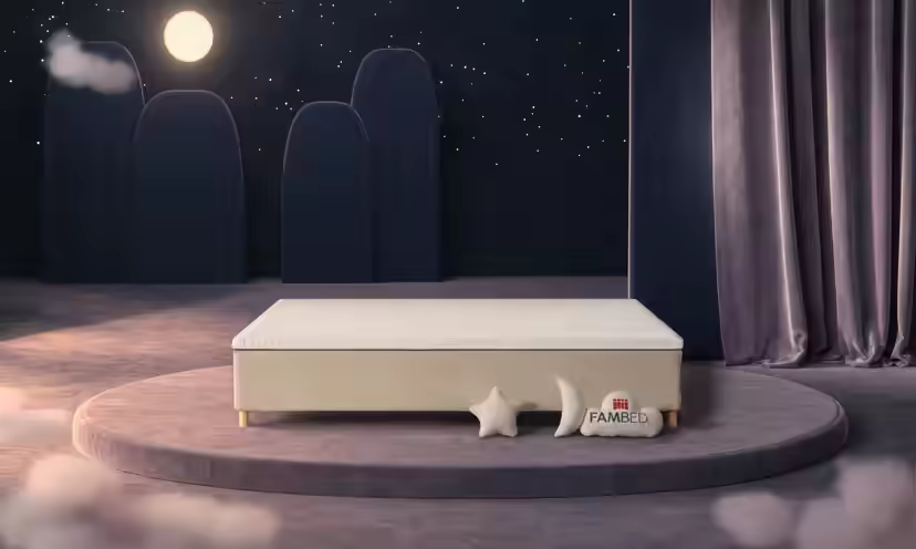 Cama familiar FAMBED em bege, 270 × 210 cm, sem cabeceira