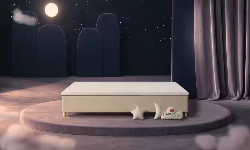 Cama familiar FAMBED em bege, 280 × 200 cm, sem cabeceira