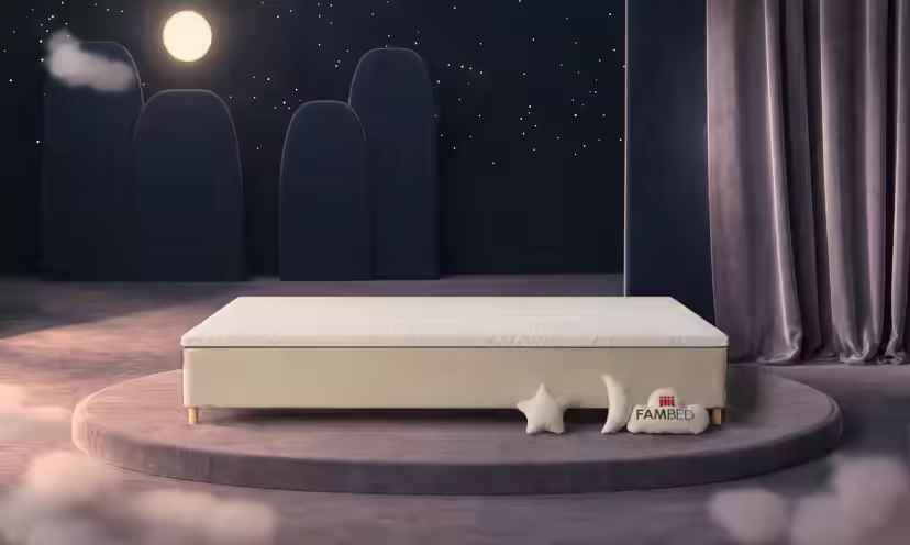 Cama familiar FAMBED em bege, 330 × 210 cm, sem cabeceira