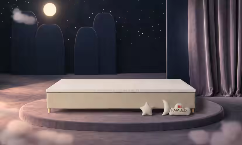 Cama familiar FAMBED em bege, 340 × 210 cm, sem cabeceira